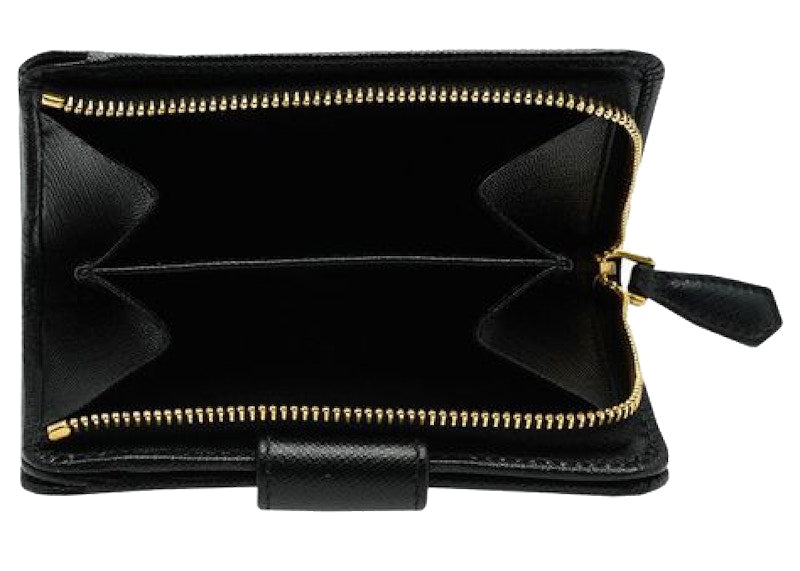 Prada Plain Folding Wallet Small Black