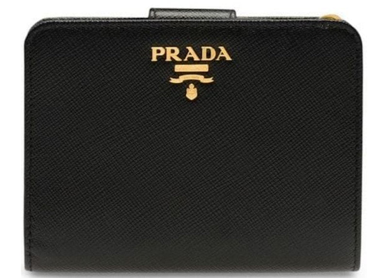 Prada Plain Folding Wallet Small Black