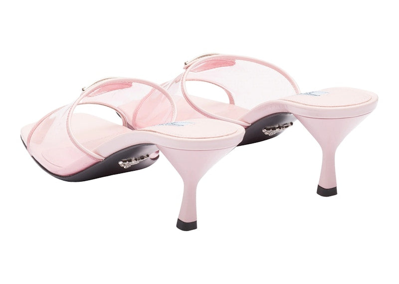 Prada Plexiglas 65mm Mule Sandals Alabaster Pink Patent Leather