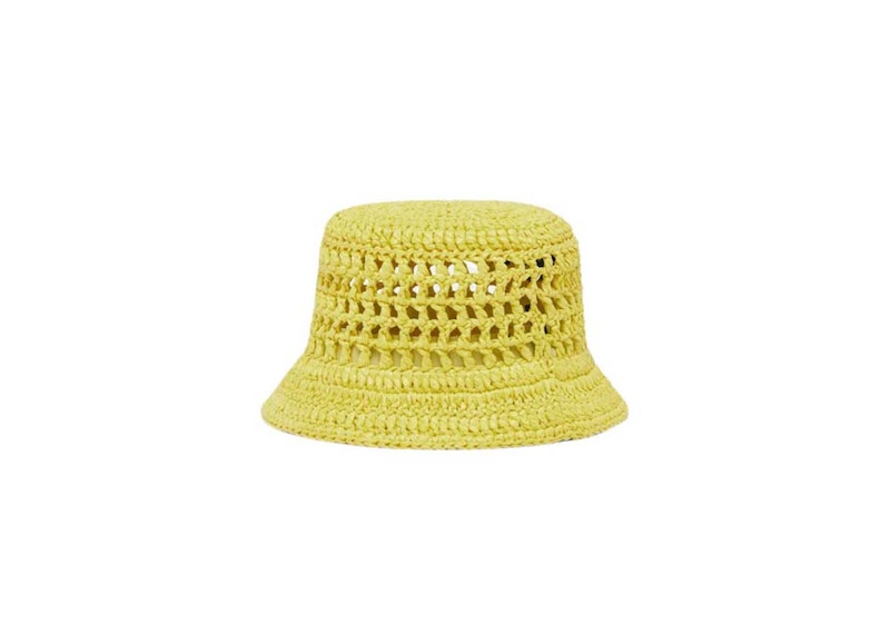 Prada Raffia Bucket Hat Citron Green