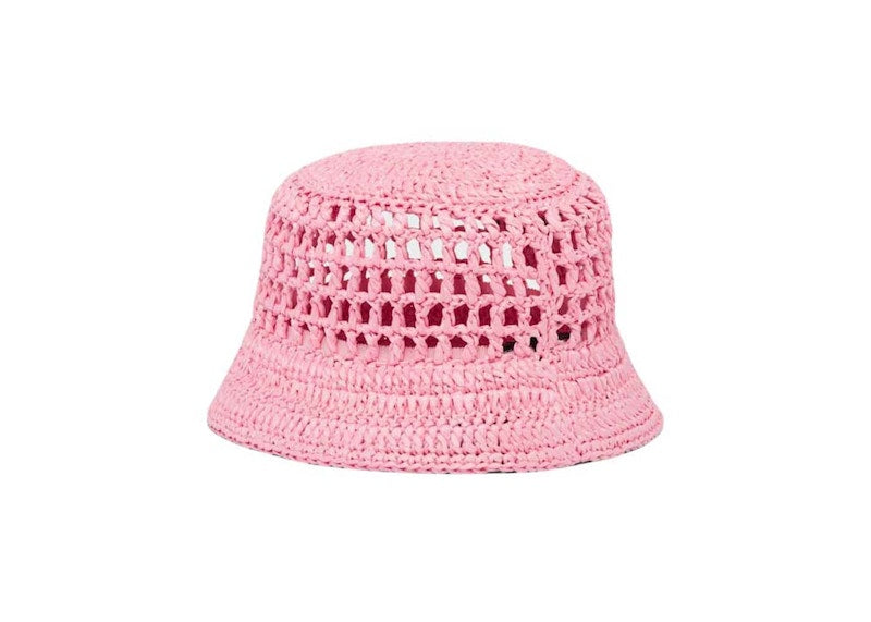 Prada Raffia Bucket Hat Petal Pink