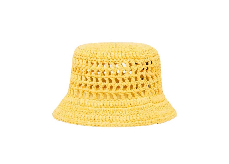 Prada Raffia Bucket Hat Yellow