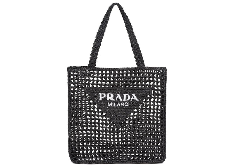 Prada Raffia Tote Bag Black