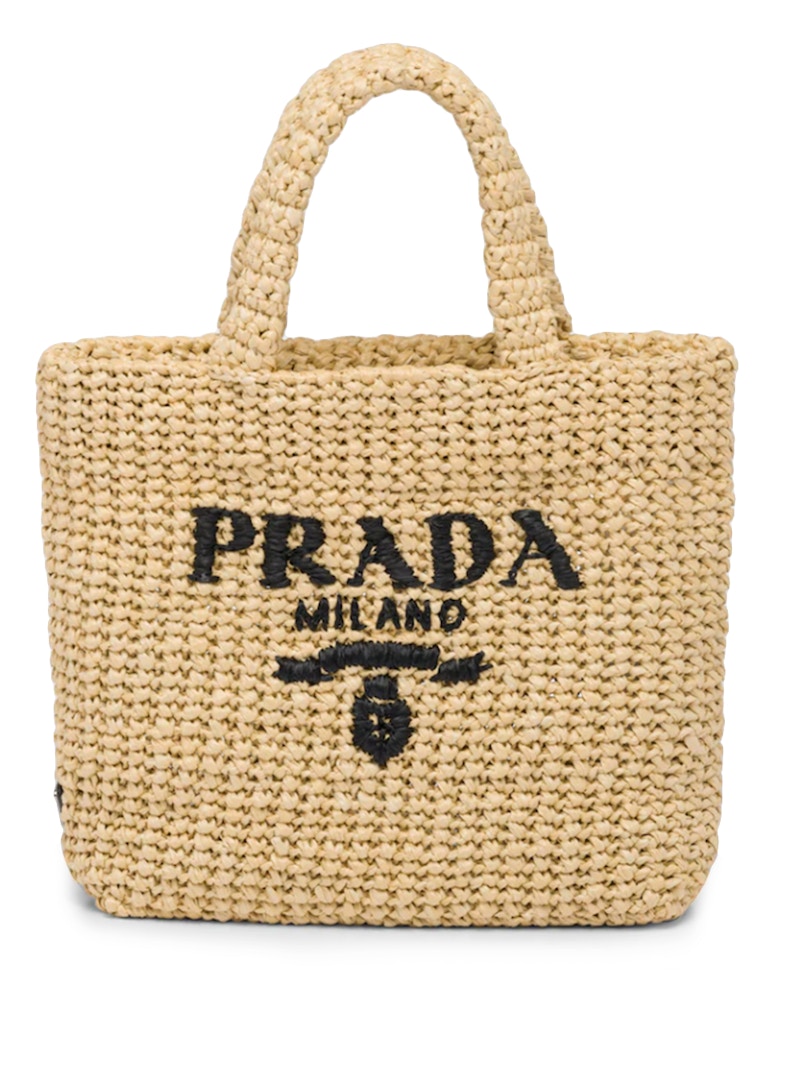 Prada Raffia Tote Bag Small Tan