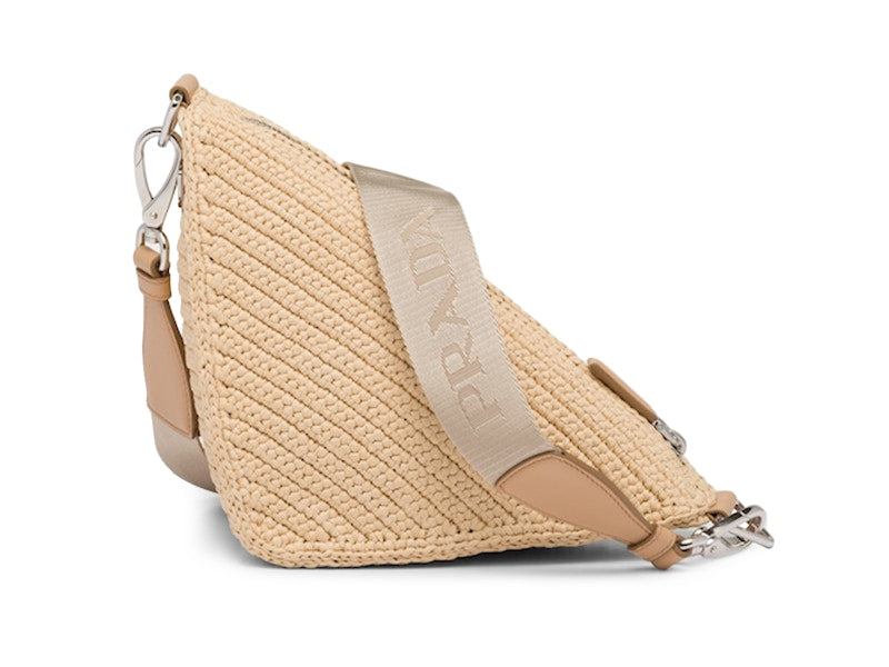 Prada Raffia Triangle Bag Tan