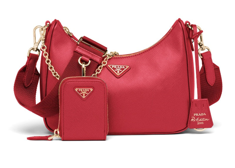 Prada Re-Edition 2005 Saffiano Leather Bag Fiery Red