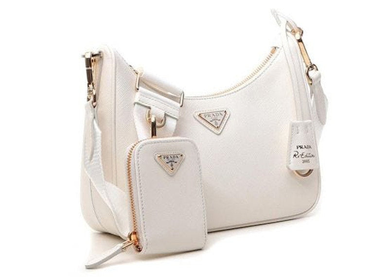 Prada Re-Edition 2005 Saffiano Leather Shoulder Bag White