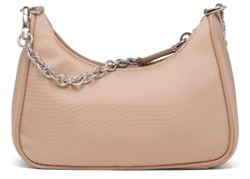 Prada Re-Edition Shoulder Bag Mini Nylon Cameo Beige