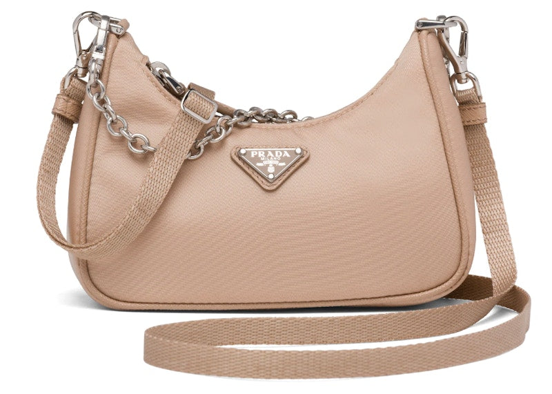 Prada Re-Edition Shoulder Bag Mini Nylon Cameo Beige