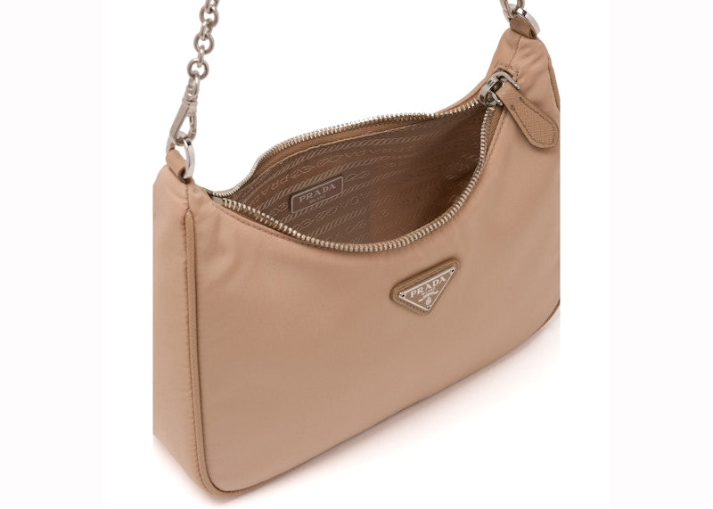 Prada Re-Edition 2005 Shoulder Bag Nylon Cameo Beige