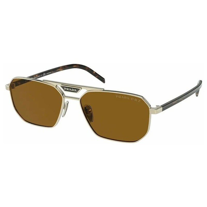 Prada Rectangle Polarized Sunglasses Pale Gold (PR_58YS_ZVN5Y1_57mm)