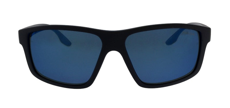 Prada Rectangular Sunglasses Blue Rubber/Blue Mirror Blue (0PS 02XS TFY08H)