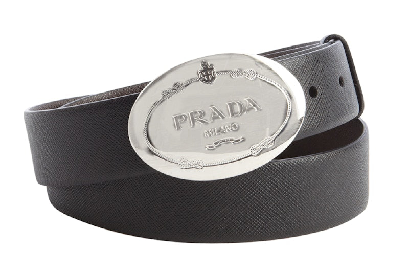 Prada Saffiano Belt Plaque Buckle Black