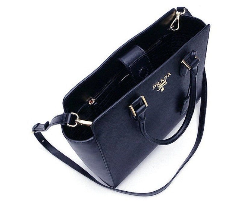 Prada Saffiano Lux Handbag Navy Blue