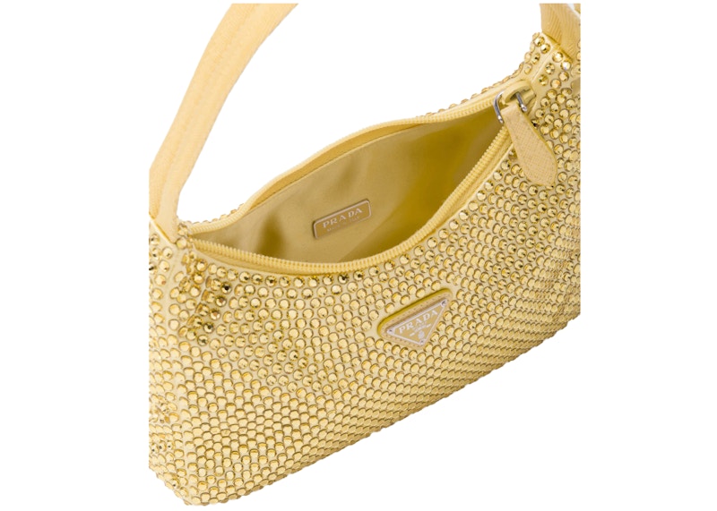 Prada Satin Mini-Bag With Artificial Crystals Pineapple Yellow