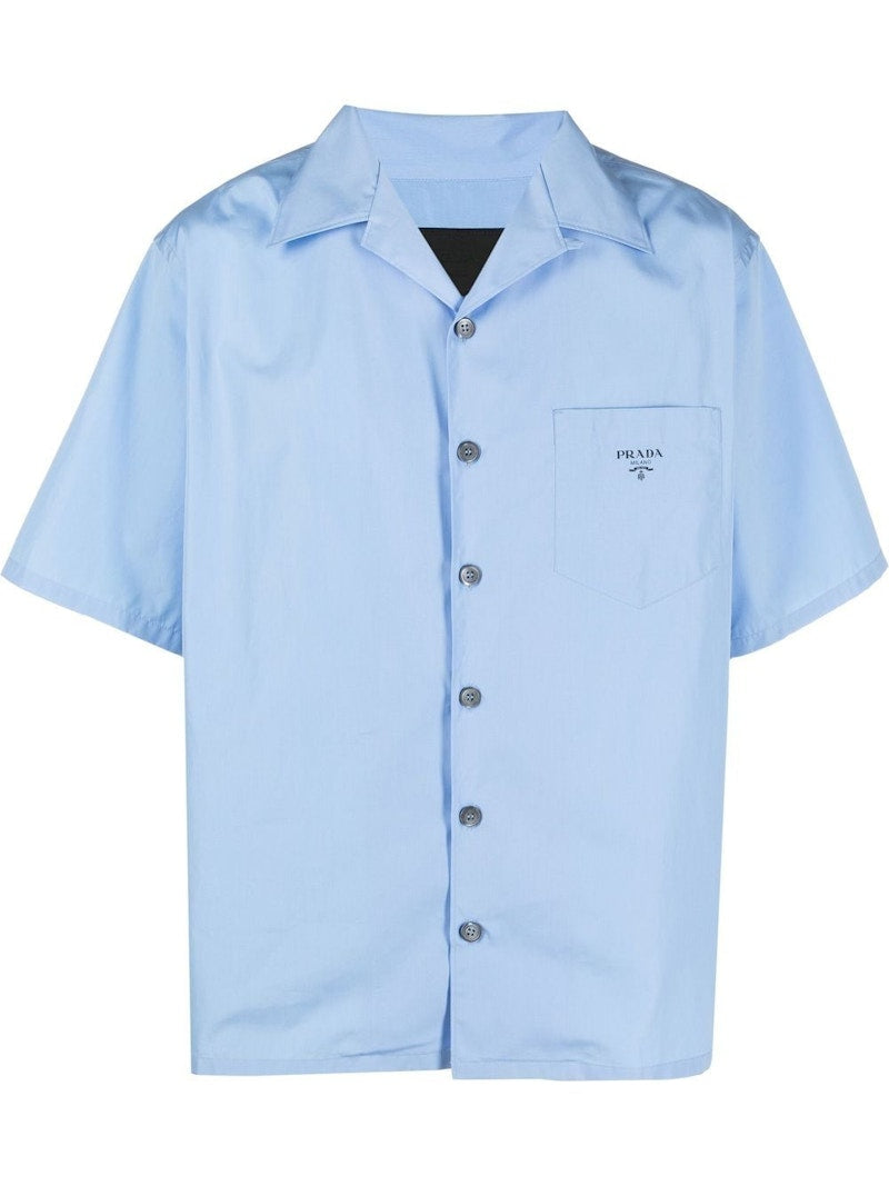 Prada Short Sleeve Cotton Shirt Blue
