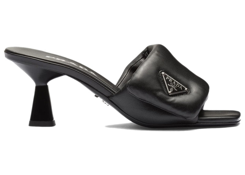 Prada Soft Padded 65mm Sandals Black Nappa Leather