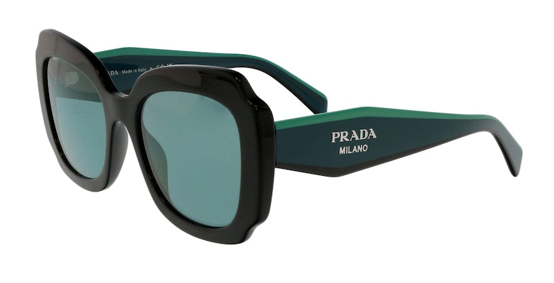 Prada Square Sunglasses Black/Azure Mirrored Internal Silver (0PR 16YS 1AB08Q)