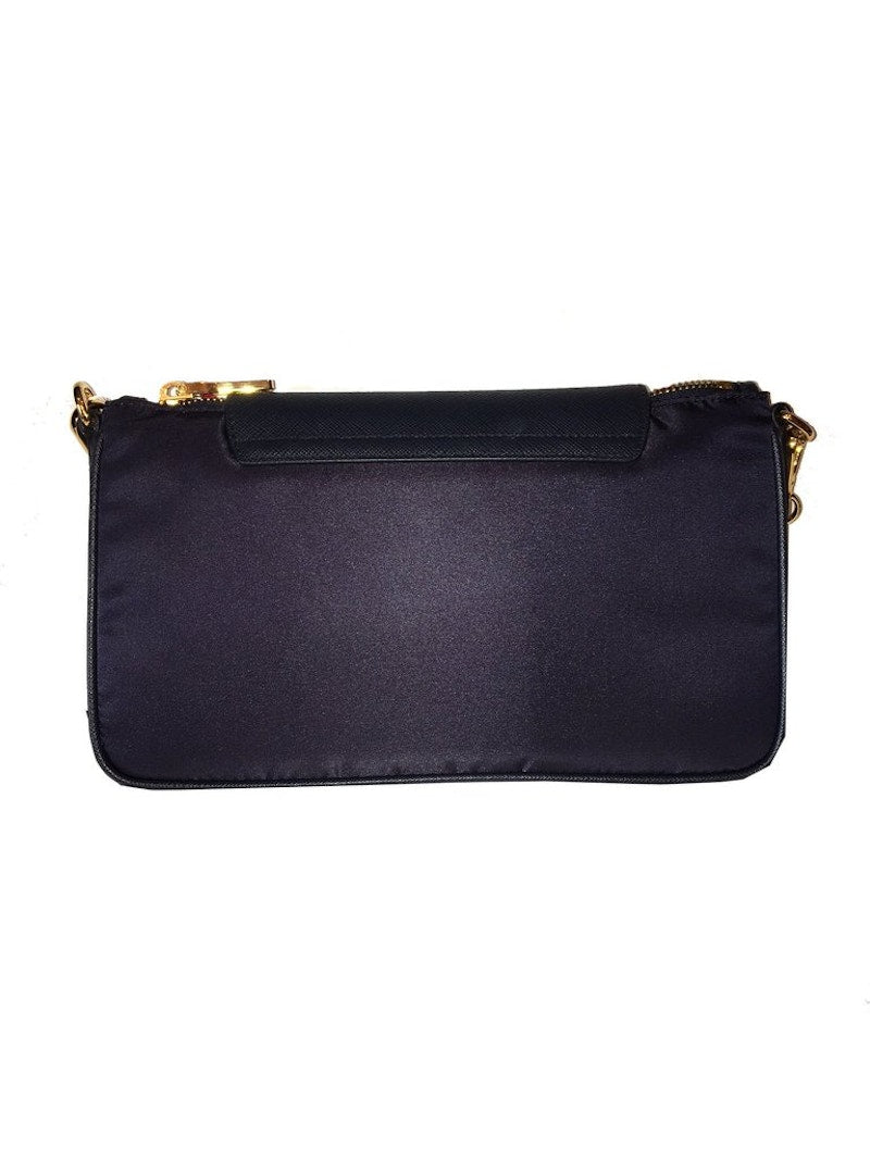 Prada Tessuto Clutch Saffiano Nylon Navy Blue