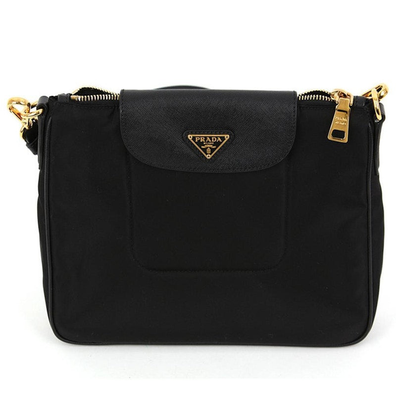 Prada Tessuto Crossbody Bag Leather Black
