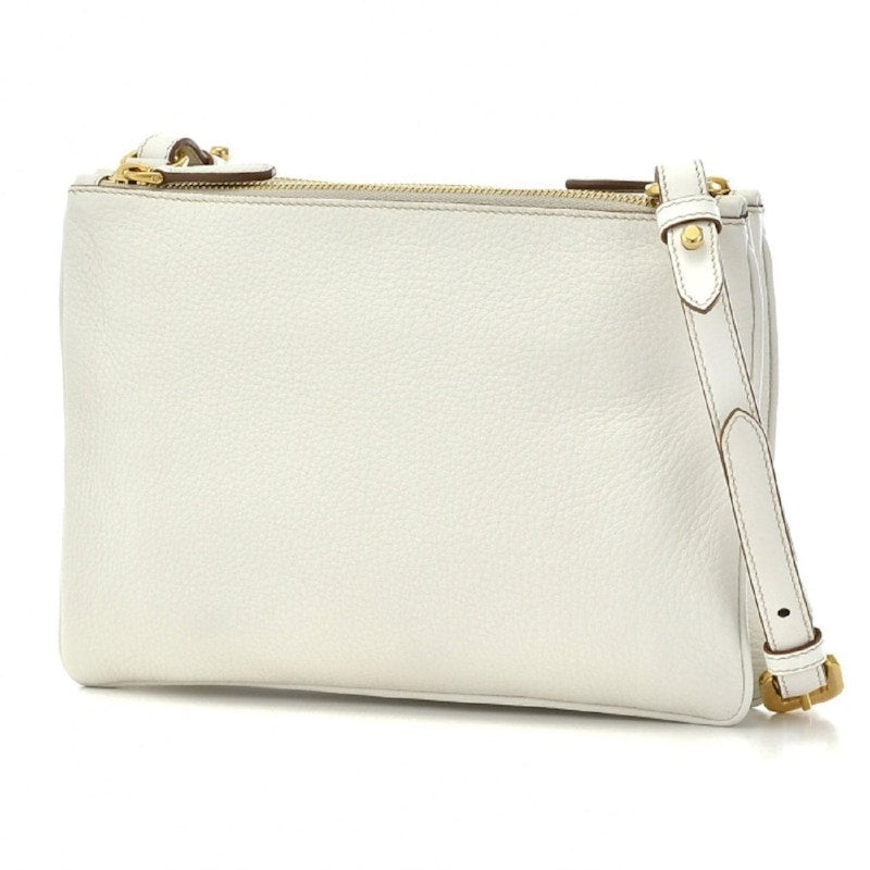 Prada Vitello Phenix Double Zip Crossbody Bianco White