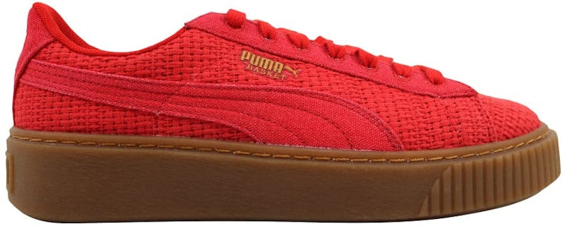 Puma Basket Platform Woven High Risk Red/Gold (Women's)