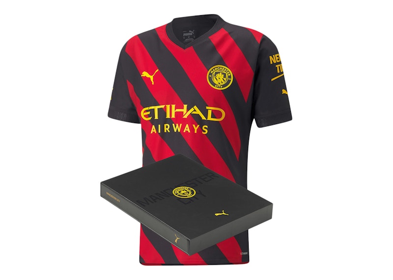 Puma Manchester City Authentic Away 2022/23 In Gift Box Jersey Black/Red