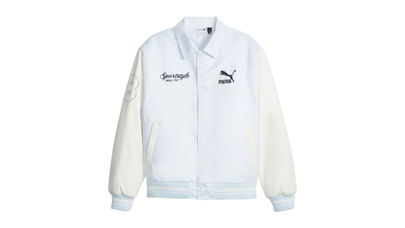 Puma Team Varsity Snap Button Up Jacket Icy Blue