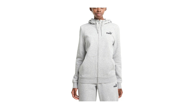 Puma Women's Ess Small Logo Full-Zip Hoodie Light Gray Heather