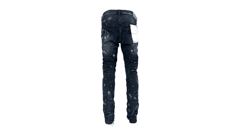 Purple Brand Black Resin Knee Slit Jean Black