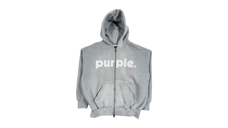 Purple Brand HWT Fleece Full Zip Hood Heath Grey