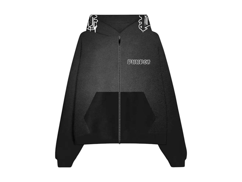 Purple Brand Hwt Fleece Zip Front Hoodie Black