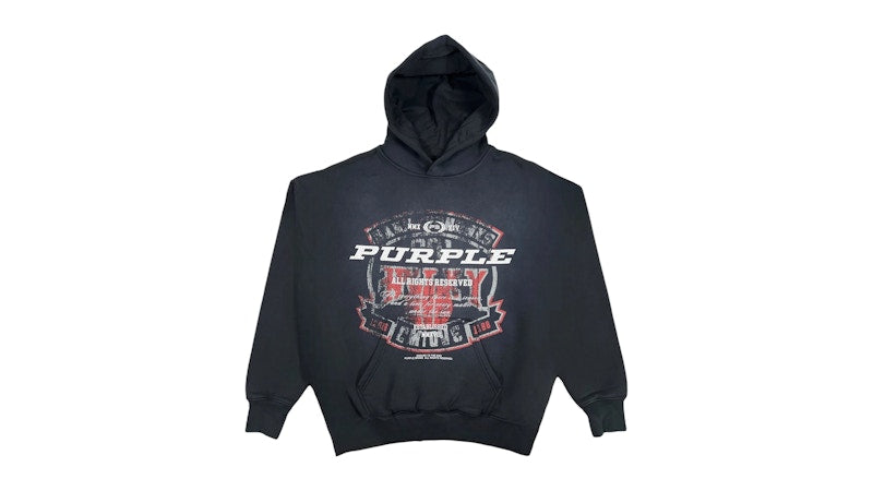 Purple Brand Logo HWT Fleece Pullover Hoodie Black