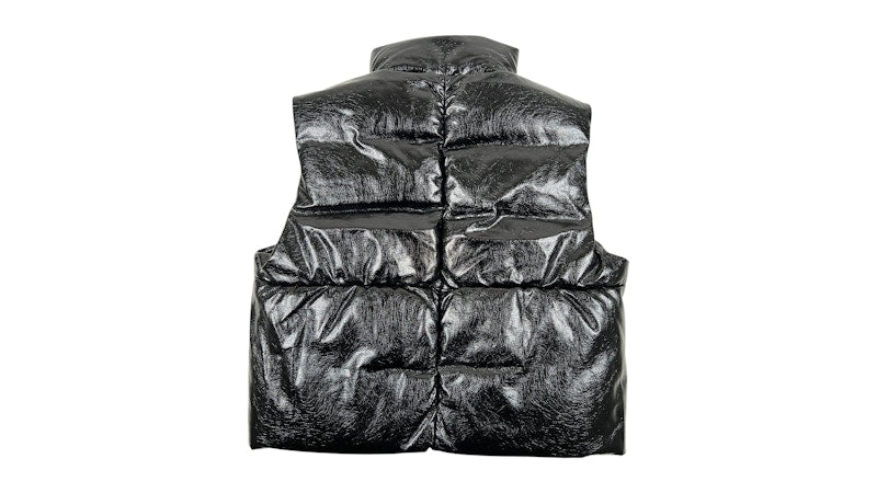 Purple Brand M6098-PLBV425N Pu Leather Puffer Vest Black
