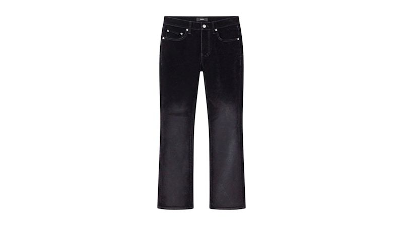 Purple Brand P004-FFDB425 Flare Flock Dipped Jean Black