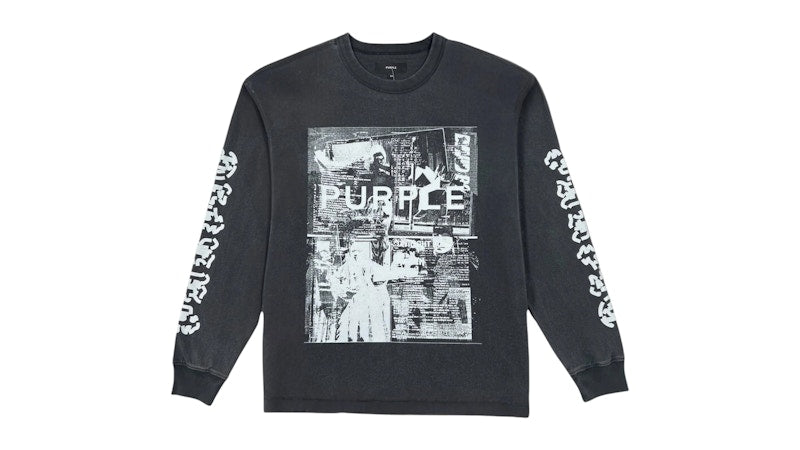 Purple Brand P204-TBBD425 Textured Jersey L/S Tee Black