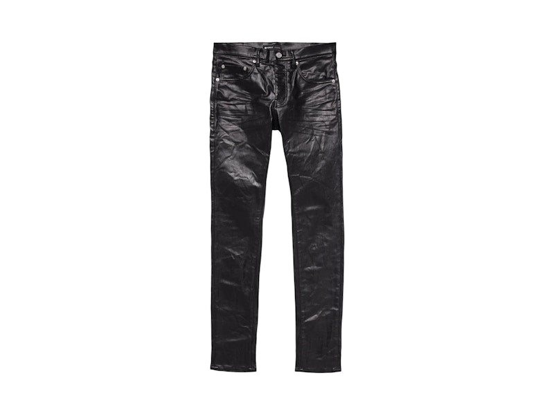Purple Brand Patent Leather Film Skinny Jeans Black