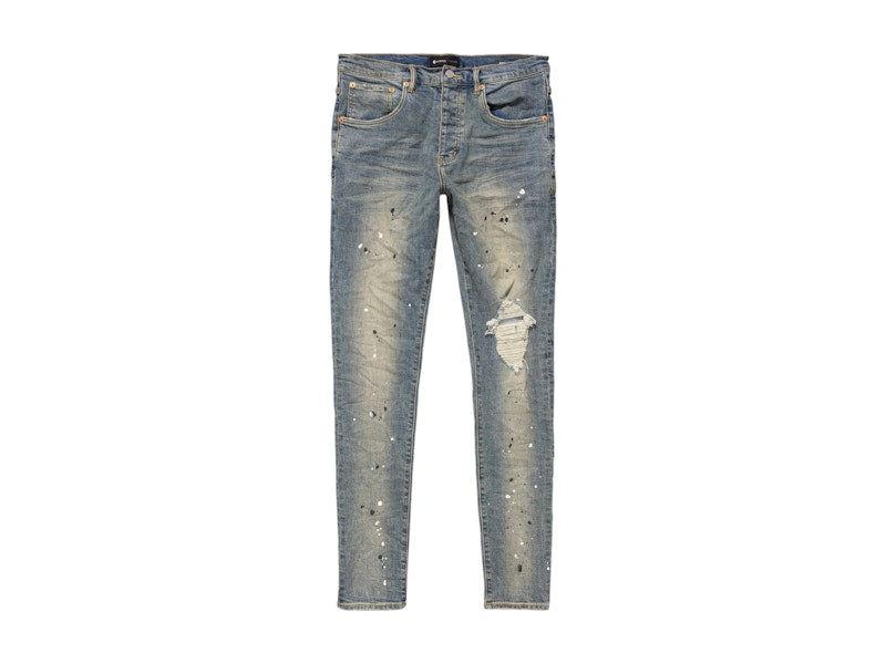 Purple Brand Purple Brand Mid Rise Destroy Paint Jeans Blue