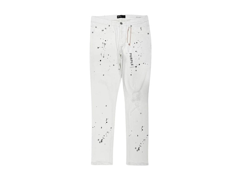 Purple Brand Paint Blowout Denim Pants White