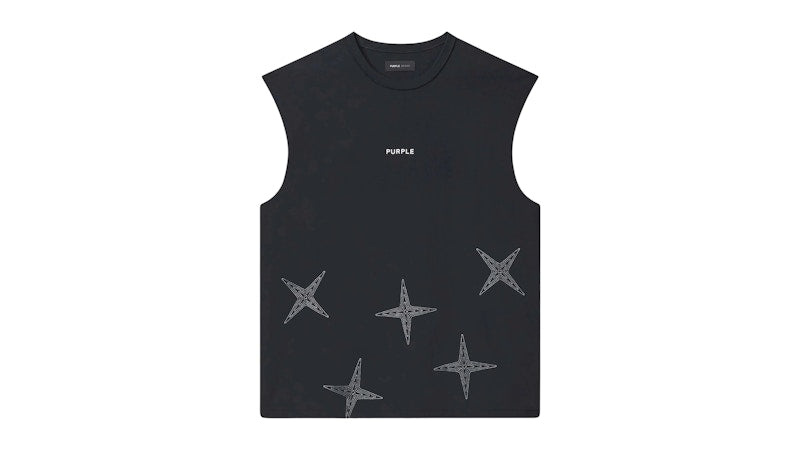 Purple Brand Textured Sleeveless Black Beauty Top Black