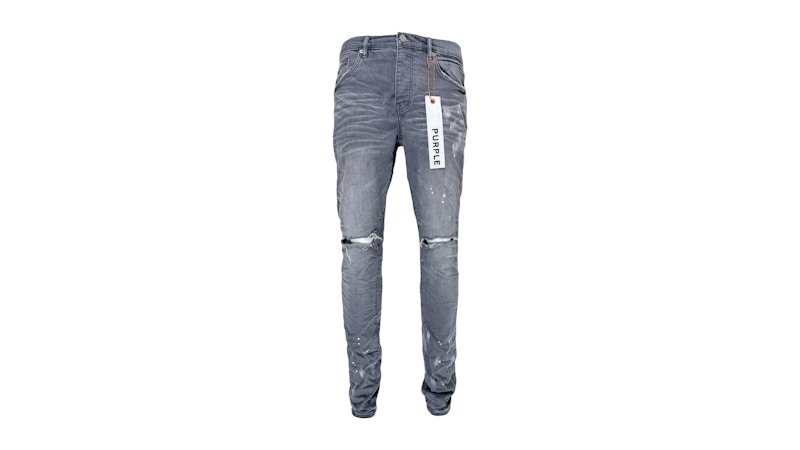 Purple Brand Worn Knee Slit Jean Light Indigo
