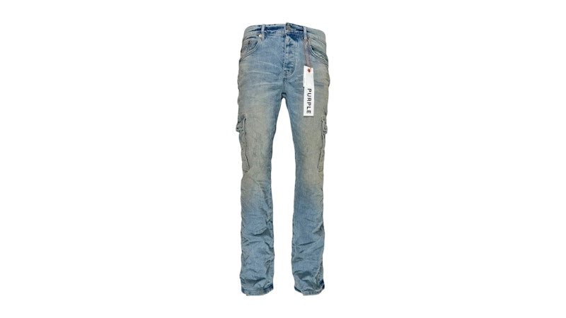 Purple Brand Worn Light Indigo Cargo Jean Light Indigo