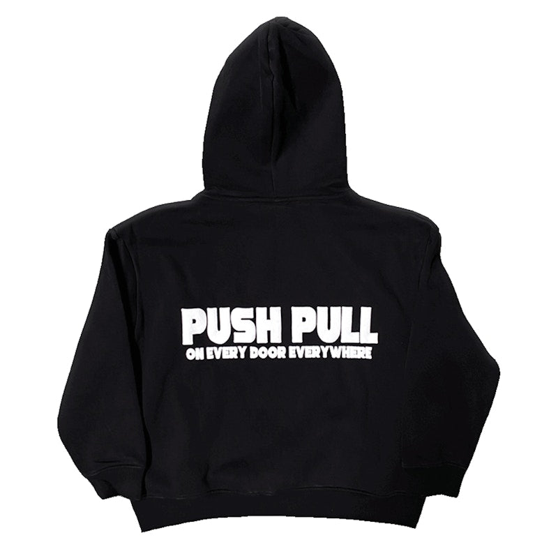 Push Pull Red Cherub Hoodie Black