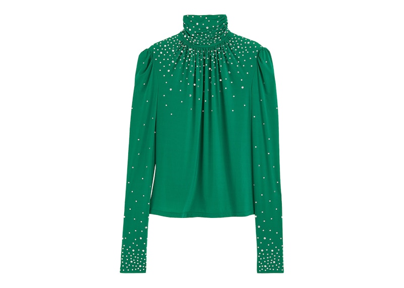 Rabanne H&M Embellished Jersey Top Green