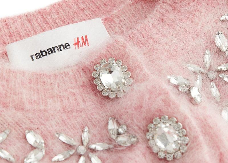 Rabanne H&M Embellished Mohair-Blend Cardigan Pink