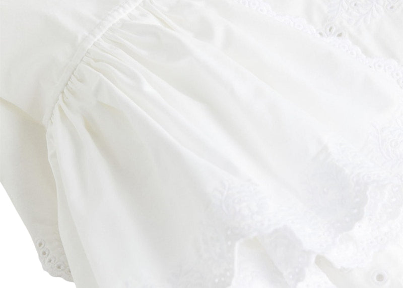 Rabanne H&M Eyelet Embroidered Poplin Shirt White