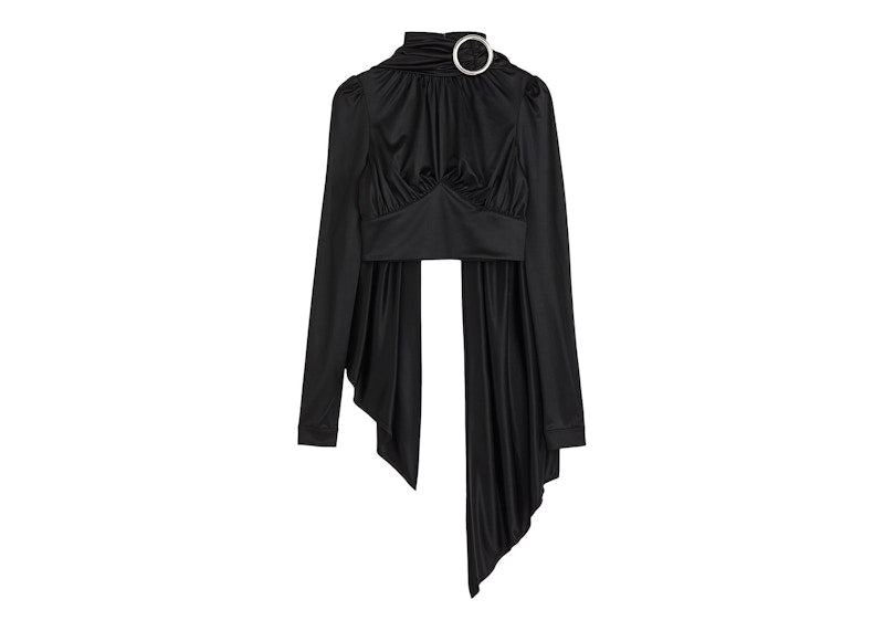 Rabanne H&M Jersey Scarf-Detail Top Black