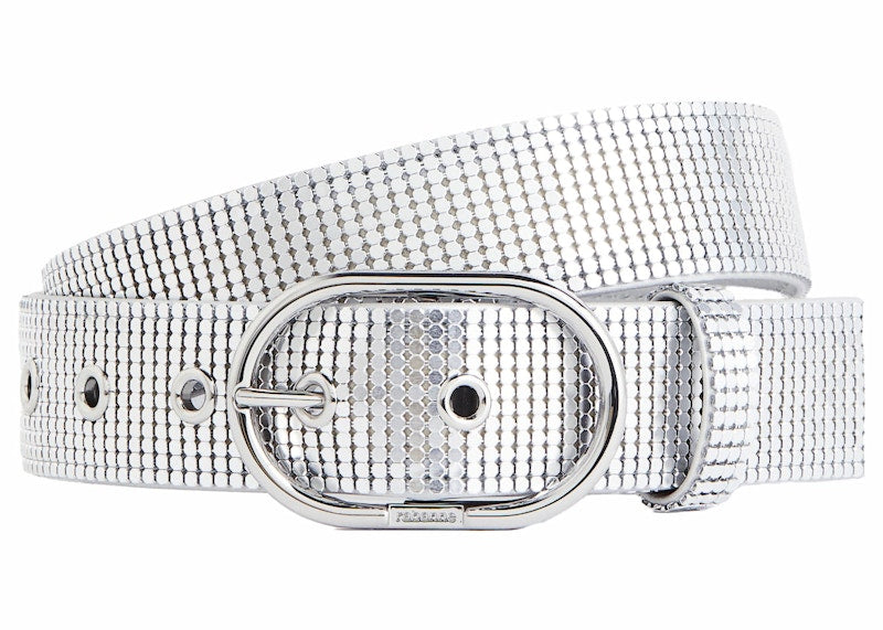 Rabanne H&M Metal-Mesh Leather Belt (Mens) Silver