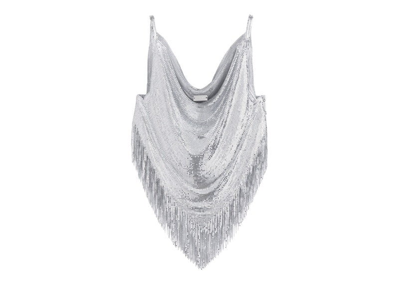 Rabanne H&M Metal-Mesh Top with Fringe Silver