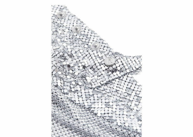 Rabanne H&M Metal-Mesh Triangle Scarf with Fringe (Mens) Silver
